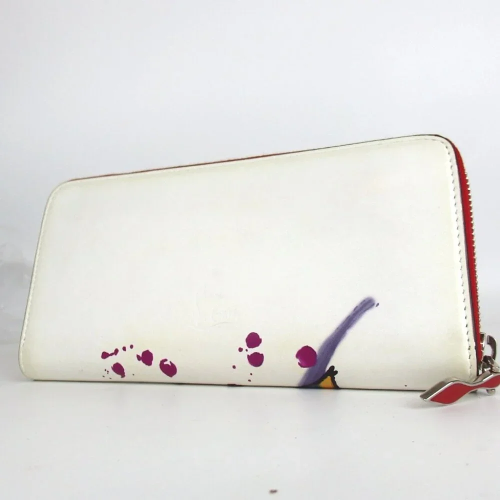 Authentic Christian Louboutin PANETTONE PARIS LOVE Zip Around purse PVC [Used] - Picture 2 of 16